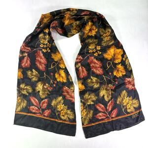 Vintage Club 7 Echo Silk Neck Scarf Autumn Leaves Fall 10" x 52"